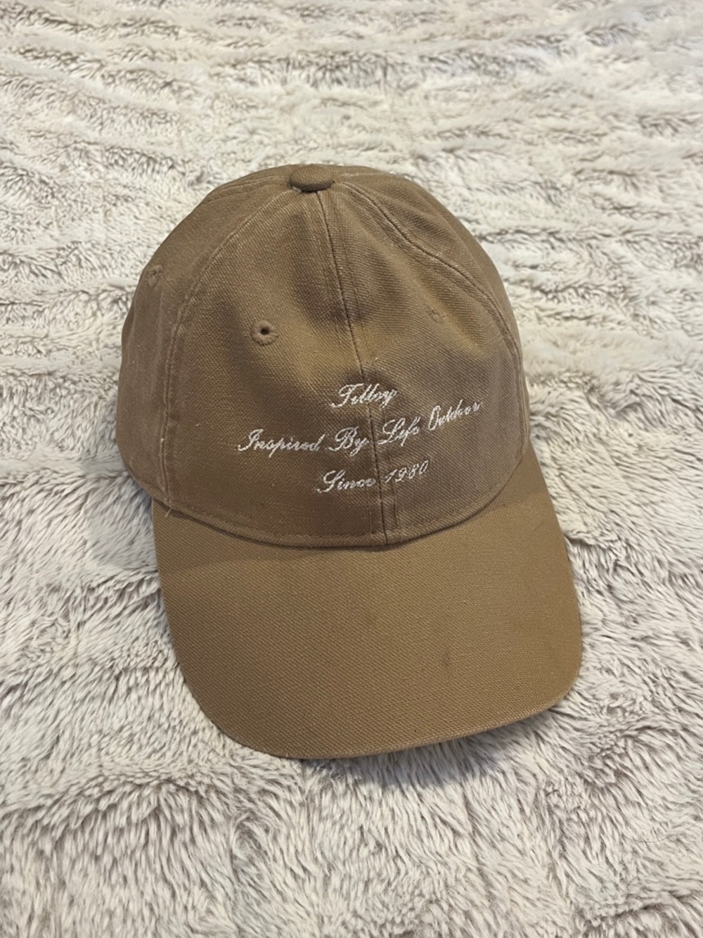 Embroidered Tan Baseball Cap with White Script